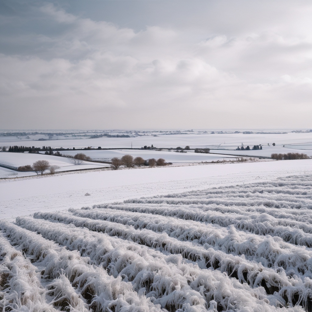 Snowy fields in winter